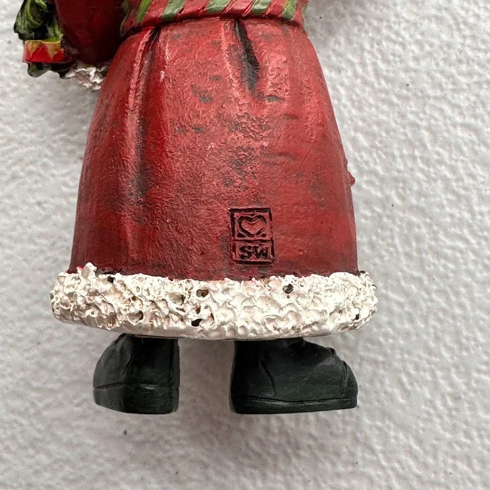 Vintage Santa Claus Hanging Figurine Ornament With Tree &‎ Bird Christmas Rustic